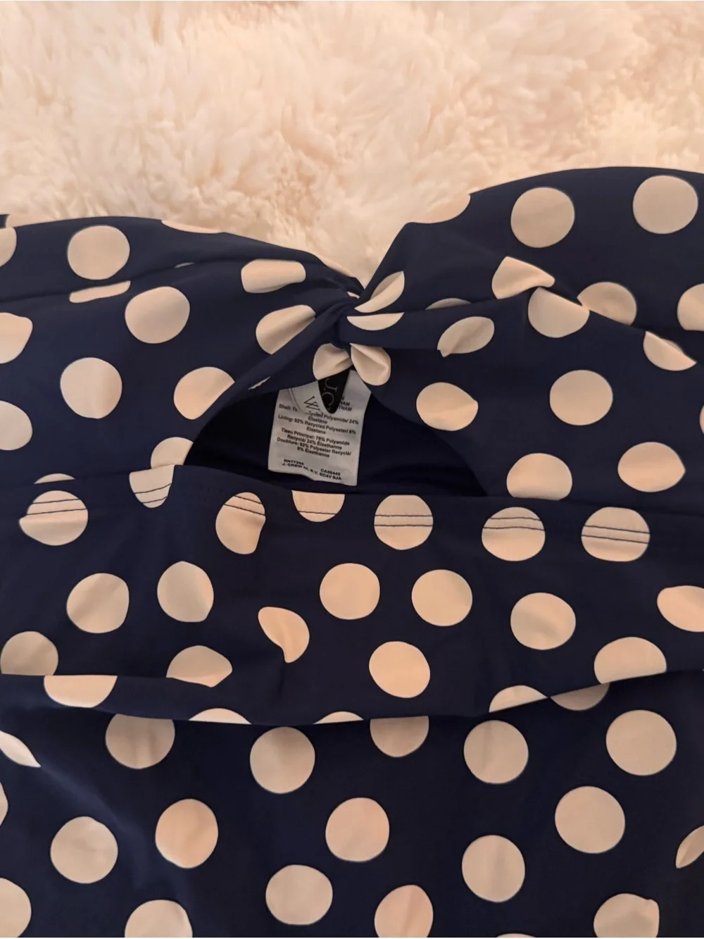 J. Crew Navy and White Polka Dot One-Piece Swimsuit